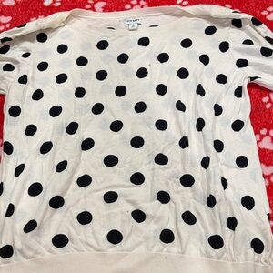 Old Navy Cream and Black Polka Dot Blouse
